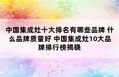 中国集成灶十大排名有哪些品牌 什么品牌质量好 中国集成灶10大品牌排行榜揭晓